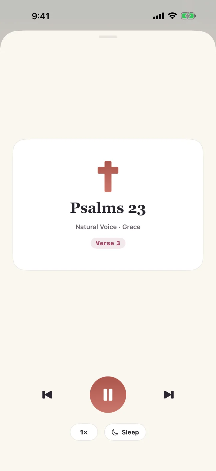 Bible for Me playing Psalms 23 in a natural voice